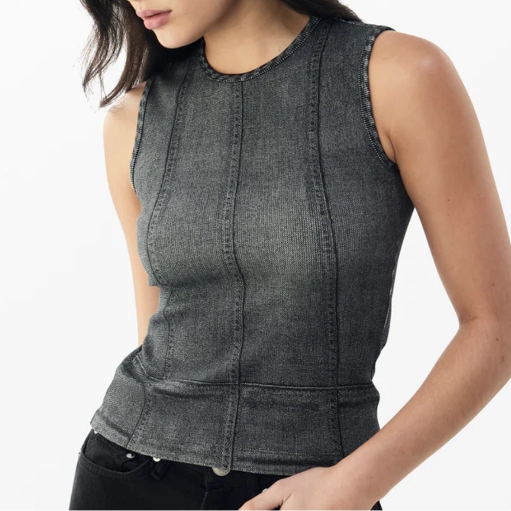 Rag & Bone Miramar stretch cotton Rib muscle Tank size small black
